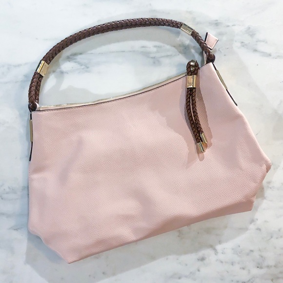 Handbags - Pink Vegan Leather Braided Strap Shoulder Bag